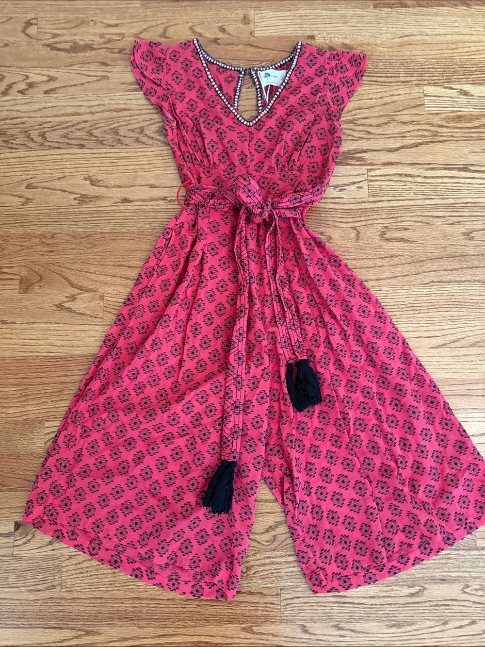 Kopai Pink Patterned Jumpsuit with Tassel Tie